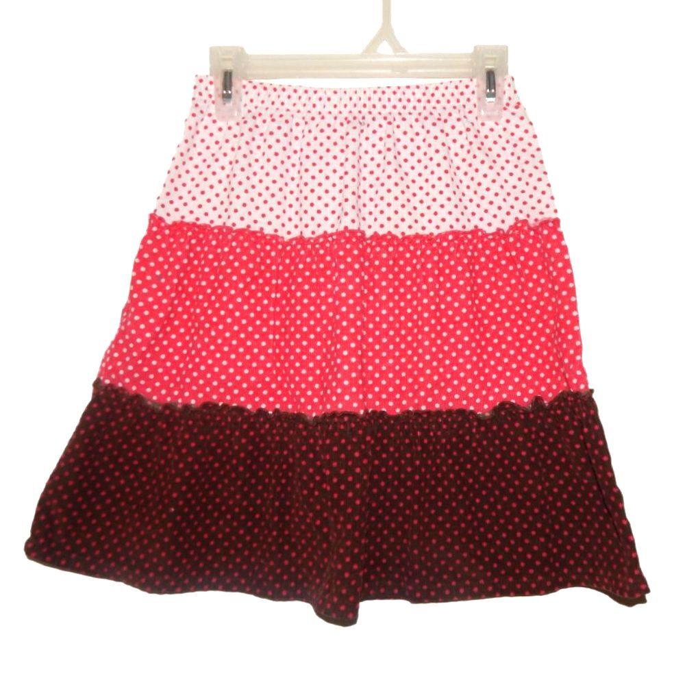 Crazy 8 Girls Medium 7/8 Vintage Corduroy 3‑Tier Polka Dot Mid‑Length Skirt